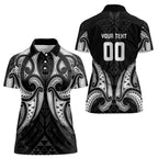 Maori Rugby Custom Ngaru Mangopare Women Polo Shirt Black Whetu Niho Taniwha Motif