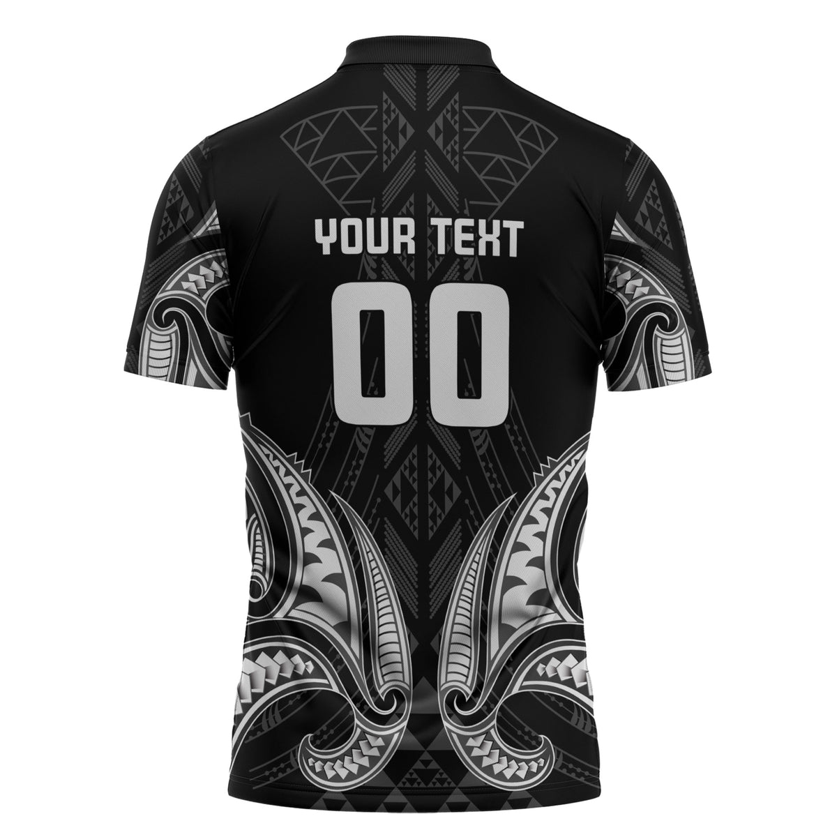 Maori Rugby Custom Ngaru Mangopare Zipper Polo Shirt Black Whetu Niho Taniwha Motif