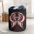Maori Rugby Custom Ngaru Mangopare Laundry Basket Black Red Whetu Niho Taniwha Motif