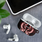 Maori Rugby Custom Ngaru Mangopare AirPods Case Black Red Whetu Niho Taniwha Motif