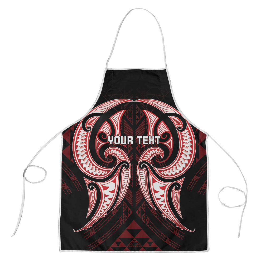 Maori Rugby Custom Ngaru Mangopare Apron Black Red Whetu Niho Taniwha Motif