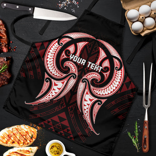 Maori Rugby Custom Ngaru Mangopare Apron Black Red Whetu Niho Taniwha Motif