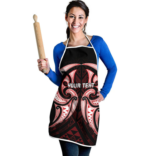 Maori Rugby Custom Ngaru Mangopare Apron Black Red Whetu Niho Taniwha Motif