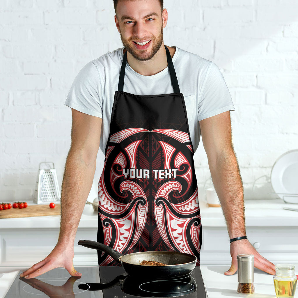 Maori Rugby Custom Ngaru Mangopare Apron Black Red Whetu Niho Taniwha Motif