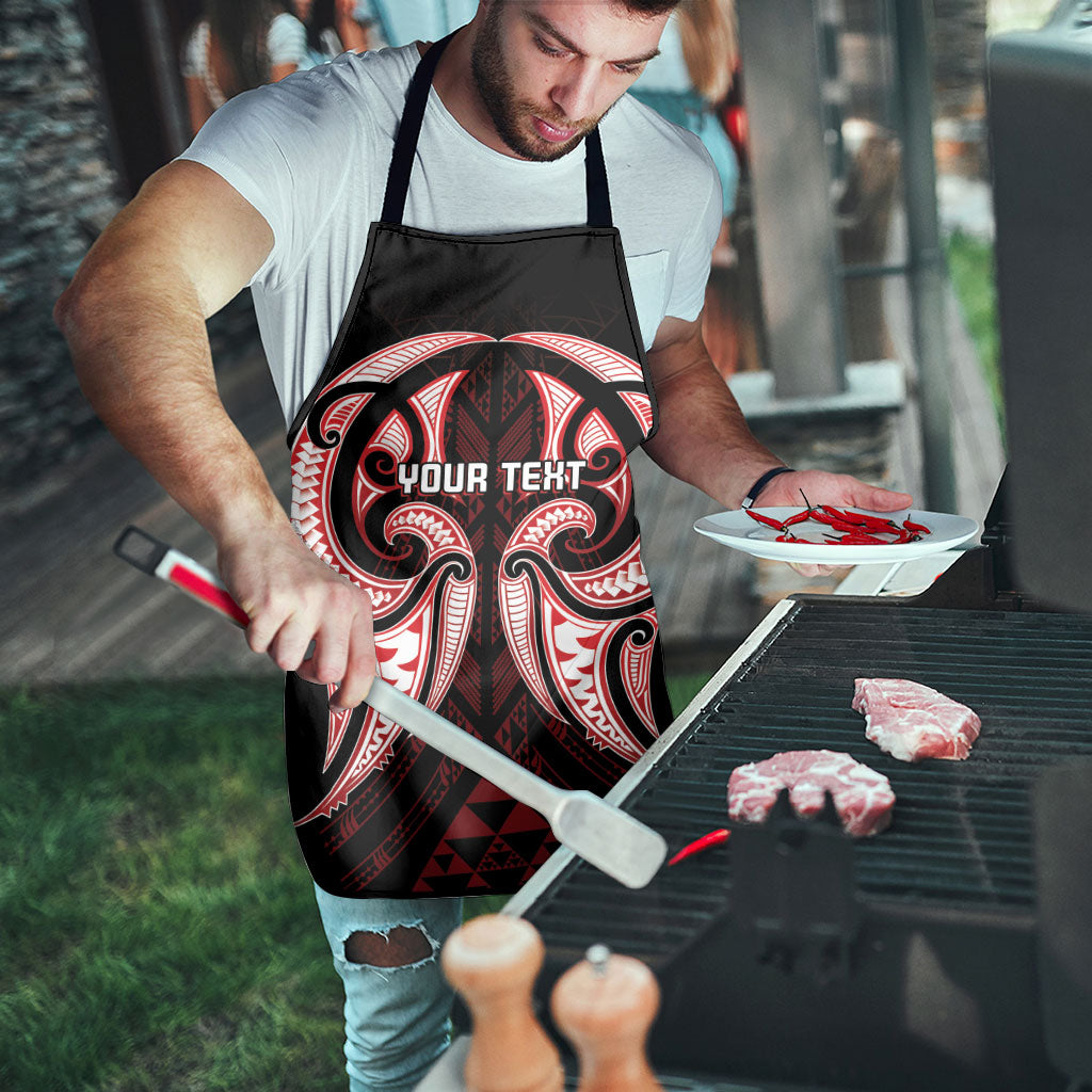 Maori Rugby Custom Ngaru Mangopare Apron Black Red Whetu Niho Taniwha Motif