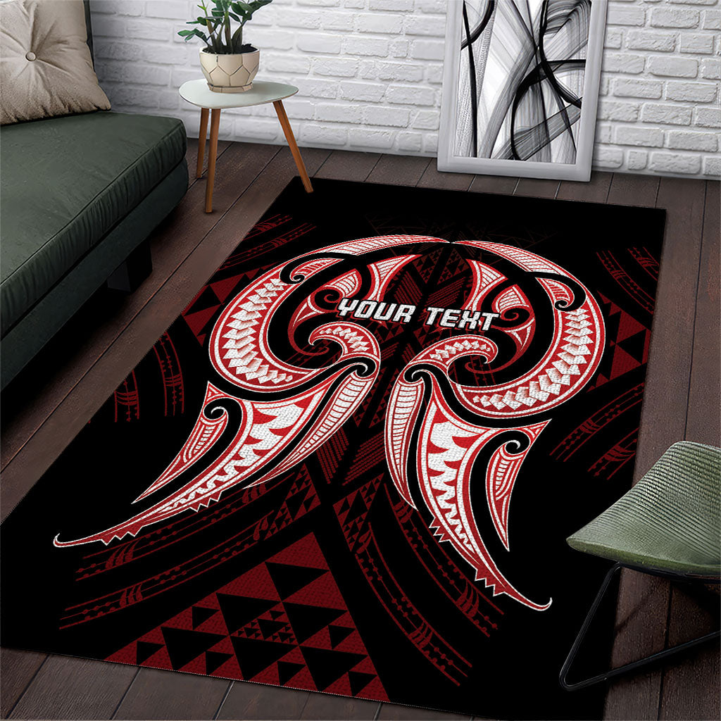 Maori Rugby Custom Ngaru Mangopare Area Rug Black Red Whetu Niho Taniwha Motif
