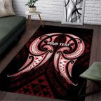 Maori Rugby Custom Ngaru Mangopare Area Rug Black Red Whetu Niho Taniwha Motif