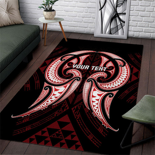Maori Rugby Custom Ngaru Mangopare Area Rug Black Red Whetu Niho Taniwha Motif