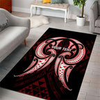Maori Rugby Custom Ngaru Mangopare Area Rug Black Red Whetu Niho Taniwha Motif