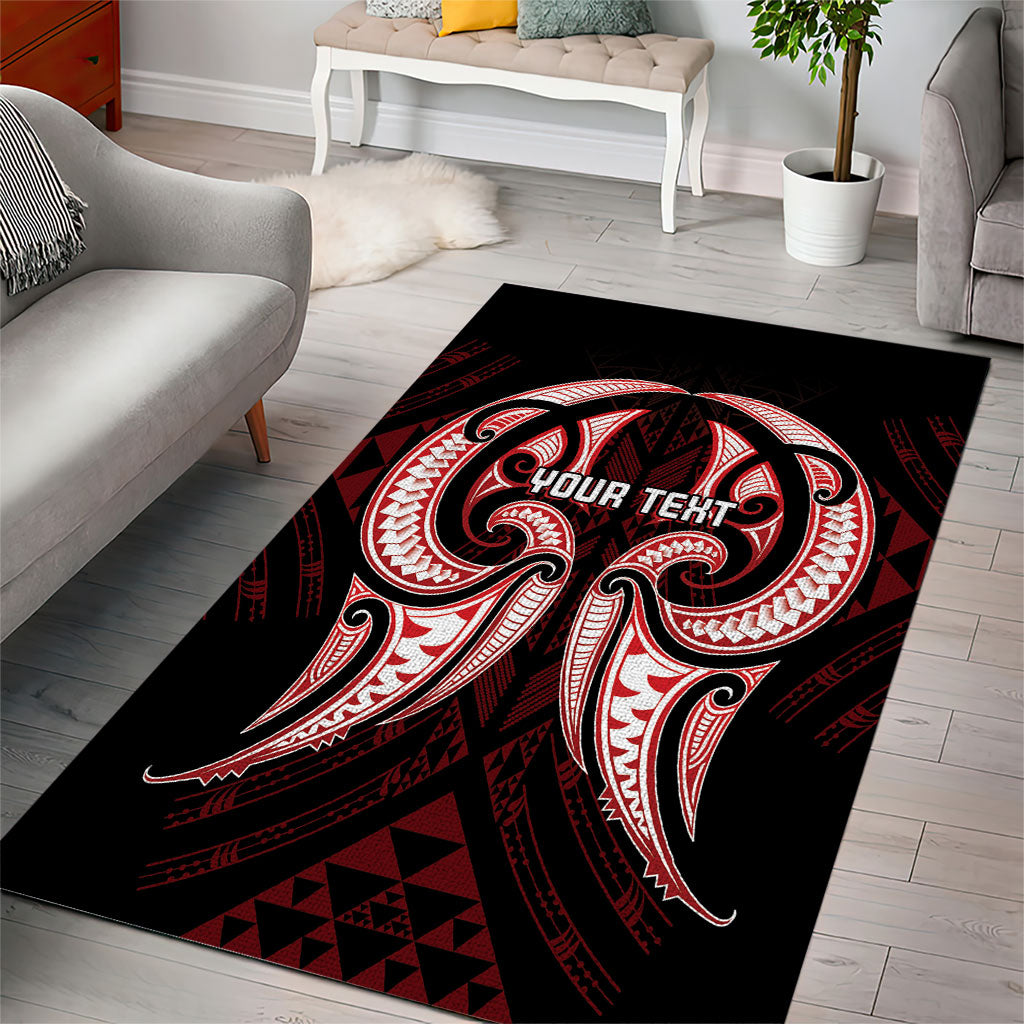 Maori Rugby Custom Ngaru Mangopare Area Rug Black Red Whetu Niho Taniwha Motif
