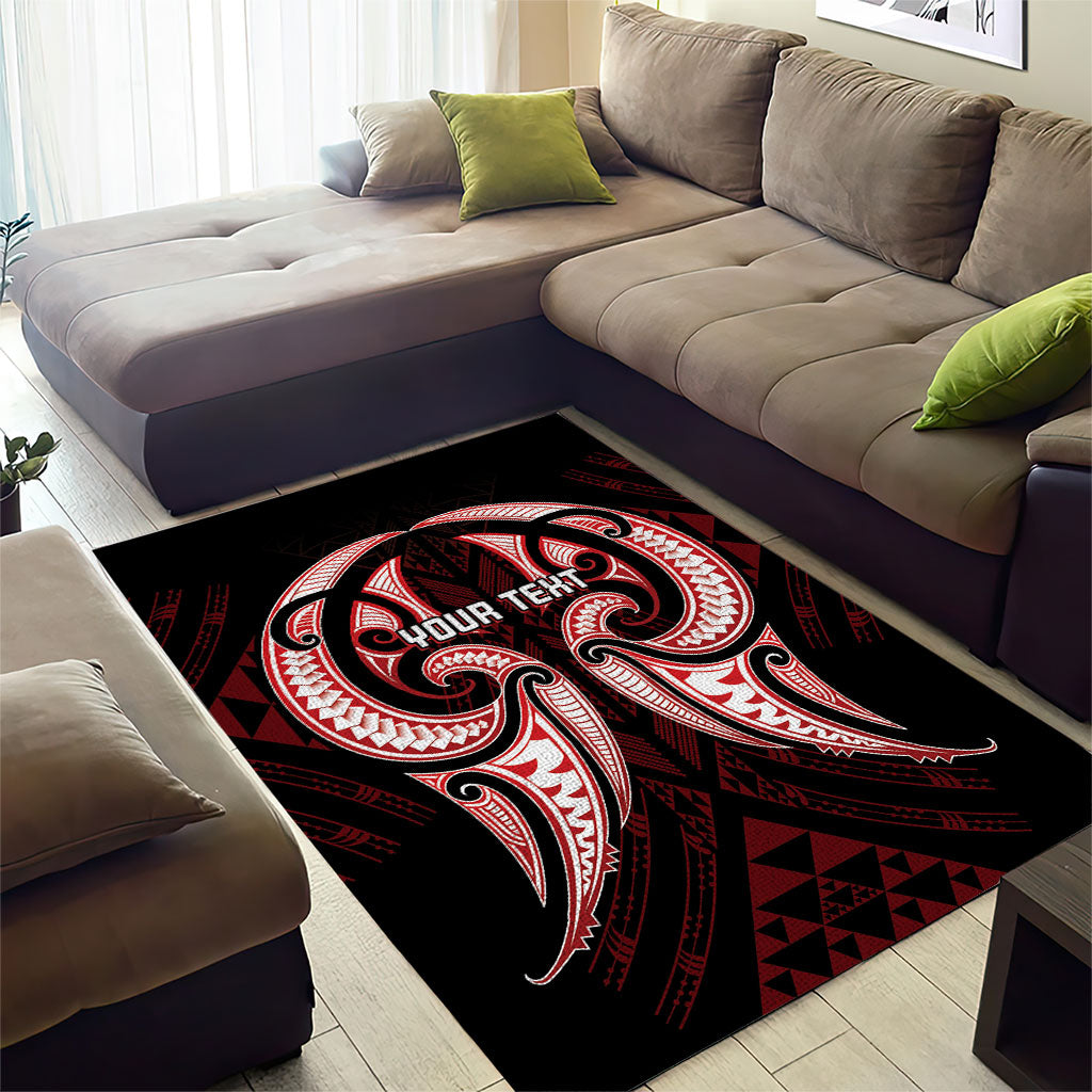 Maori Rugby Custom Ngaru Mangopare Area Rug Black Red Whetu Niho Taniwha Motif