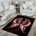 Maori Rugby Custom Ngaru Mangopare Area Rug Black Red Whetu Niho Taniwha Motif