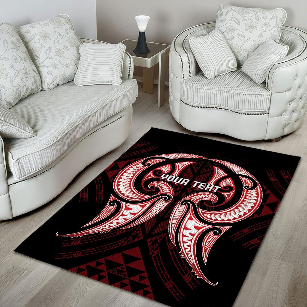 Maori Rugby Custom Ngaru Mangopare Area Rug Black Red Whetu Niho Taniwha Motif