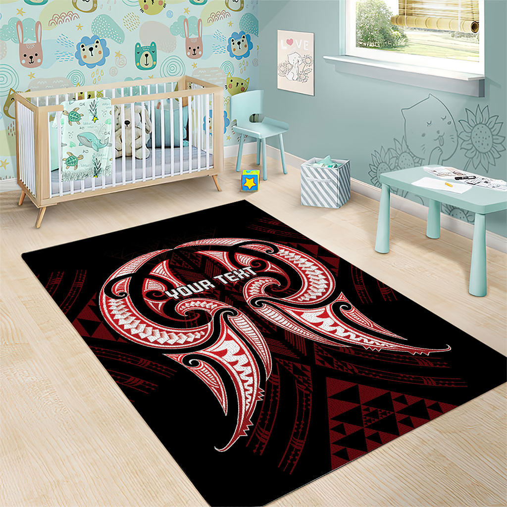 Maori Rugby Custom Ngaru Mangopare Area Rug Black Red Whetu Niho Taniwha Motif