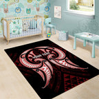 Maori Rugby Custom Ngaru Mangopare Area Rug Black Red Whetu Niho Taniwha Motif