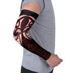 Maori Rugby Custom Ngaru Mangopare Arm Sleeves Black Red Whetu Niho Taniwha Motif