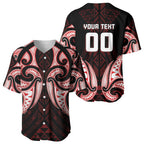 Maori Rugby Custom Ngaru Mangopare Baseball Jersey Black Red Whetu Niho Taniwha Motif
