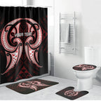Maori Rugby Custom Ngaru Mangopare Bathroom Set Black Red Whetu Niho Taniwha Motif