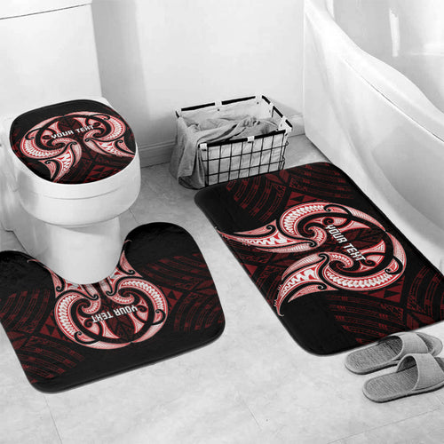 Maori Rugby Custom Ngaru Mangopare Bathroom Set Black Red Whetu Niho Taniwha Motif
