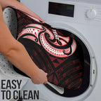 Maori Rugby Custom Ngaru Mangopare Bathroom Set Black Red Whetu Niho Taniwha Motif