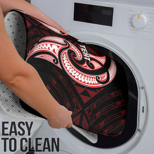 Maori Rugby Custom Ngaru Mangopare Bathroom Set Black Red Whetu Niho Taniwha Motif