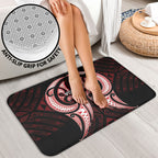 Maori Rugby Custom Ngaru Mangopare Bathroom Set Black Red Whetu Niho Taniwha Motif