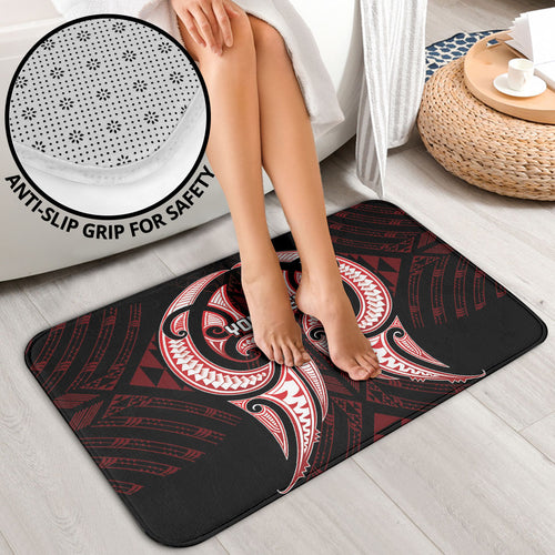 Maori Rugby Custom Ngaru Mangopare Bathroom Set Black Red Whetu Niho Taniwha Motif