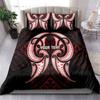 Maori Rugby Custom Ngaru Mangopare Bedding Set Black Red Whetu Niho Taniwha Motif