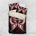 Maori Rugby Custom Ngaru Mangopare Bedding Set Black Red Whetu Niho Taniwha Motif