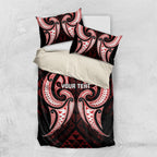 Maori Rugby Custom Ngaru Mangopare Bedding Set Black Red Whetu Niho Taniwha Motif