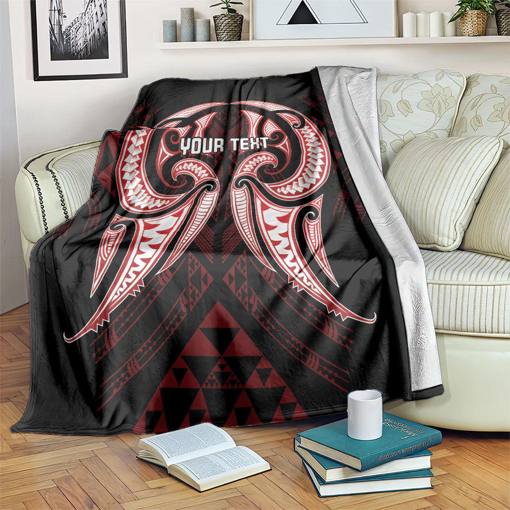 Maori Rugby Custom Ngaru Mangopare Blanket Black Red Whetu Niho Taniwha Motif