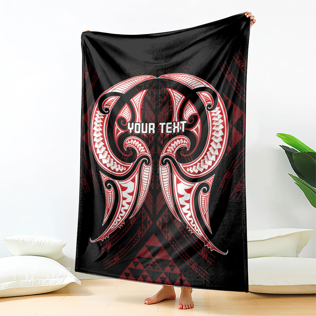 Maori Rugby Custom Ngaru Mangopare Blanket Black Red Whetu Niho Taniwha Motif