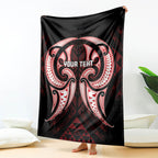 Maori Rugby Custom Ngaru Mangopare Blanket Black Red Whetu Niho Taniwha Motif