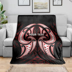 Maori Rugby Custom Ngaru Mangopare Blanket Black Red Whetu Niho Taniwha Motif