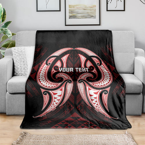 Maori Rugby Custom Ngaru Mangopare Blanket Black Red Whetu Niho Taniwha Motif