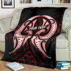 Maori Rugby Custom Ngaru Mangopare Blanket Black Red Whetu Niho Taniwha Motif