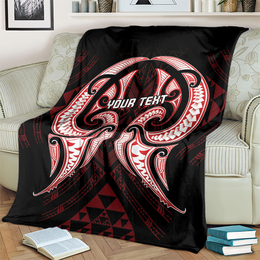 Maori Rugby Custom Ngaru Mangopare Blanket Black Red Whetu Niho Taniwha Motif
