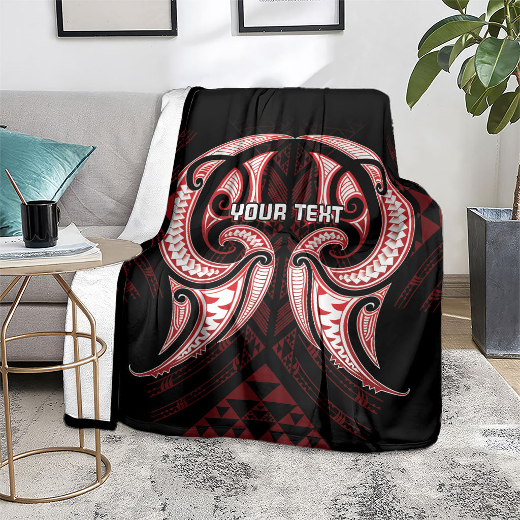 Maori Rugby Custom Ngaru Mangopare Blanket Black Red Whetu Niho Taniwha Motif
