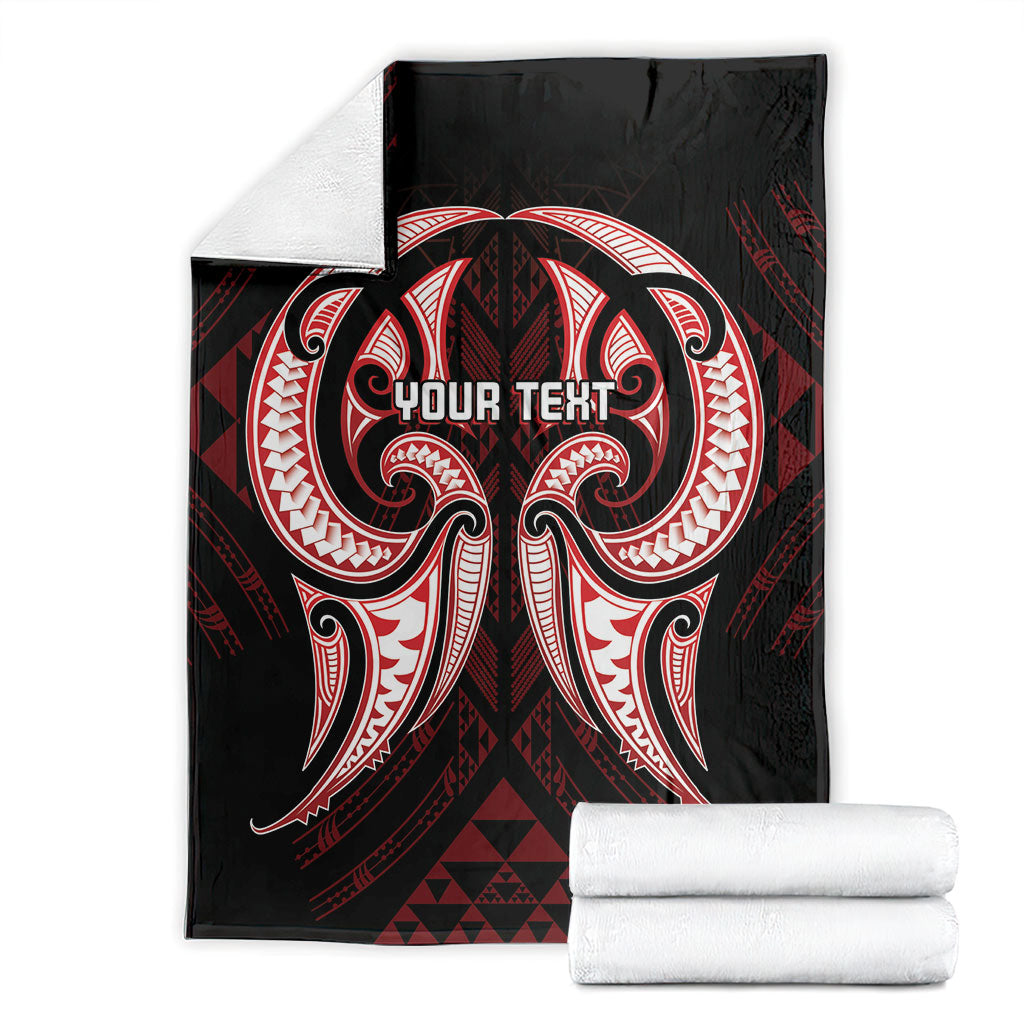 Maori Rugby Custom Ngaru Mangopare Blanket Black Red Whetu Niho Taniwha Motif