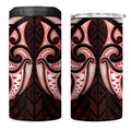 Maori Rugby Custom Ngaru Mangopare 4 in 1 Can Cooler Tumbler Black Red Whetu Niho Taniwha Motif