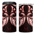 Maori Rugby Custom Ngaru Mangopare 4 in 1 Can Cooler Tumbler Black Red Whetu Niho Taniwha Motif