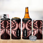 Maori Rugby Custom Ngaru Mangopare 4 in 1 Can Cooler Tumbler Black Red Whetu Niho Taniwha Motif