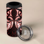 Maori Rugby Custom Ngaru Mangopare 4 in 1 Can Cooler Tumbler Black Red Whetu Niho Taniwha Motif