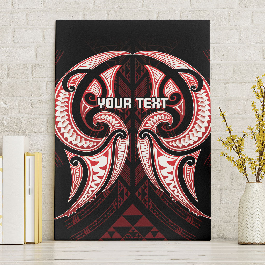 Maori Rugby Custom Ngaru Mangopare Canvas Wall Art Black Red Whetu Niho Taniwha Motif