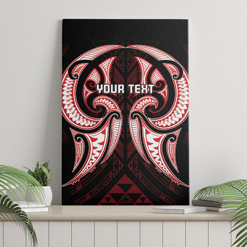Maori Rugby Custom Ngaru Mangopare Canvas Wall Art Black Red Whetu Niho Taniwha Motif
