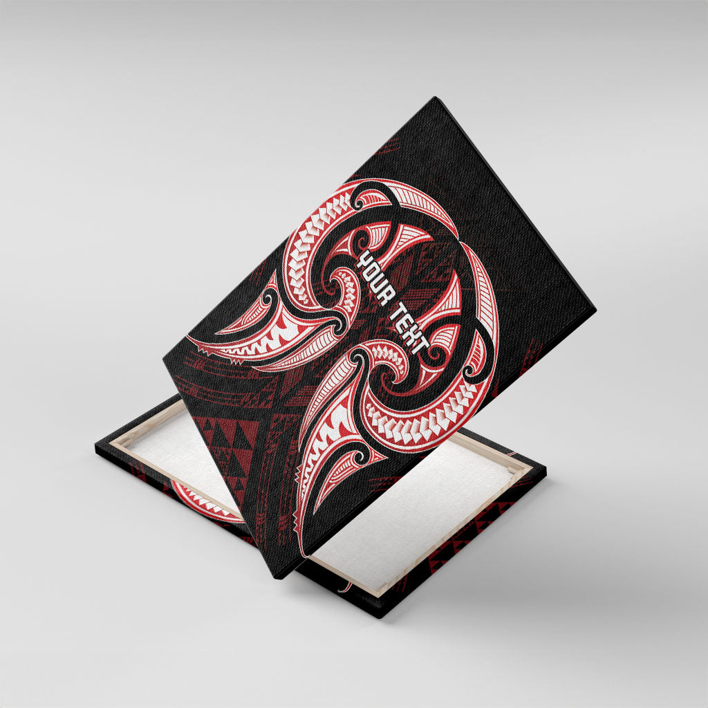 Maori Rugby Custom Ngaru Mangopare Canvas Wall Art Black Red Whetu Niho Taniwha Motif