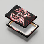 Maori Rugby Custom Ngaru Mangopare Canvas Wall Art Black Red Whetu Niho Taniwha Motif