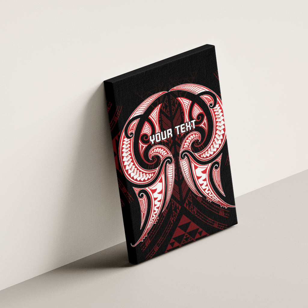 Maori Rugby Custom Ngaru Mangopare Canvas Wall Art Black Red Whetu Niho Taniwha Motif