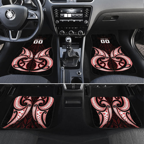 Maori Rugby Custom Ngaru Mangopare Car Mats Black Red Whetu Niho Taniwha Motif
