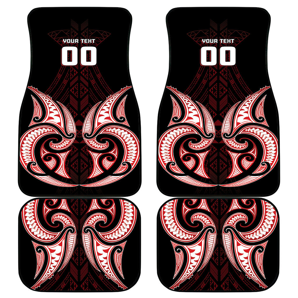 Maori Rugby Custom Ngaru Mangopare Car Mats Black Red Whetu Niho Taniwha Motif